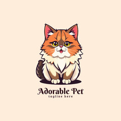 Obraz premium Persian cat vector logo. pet logo. Mascot logo