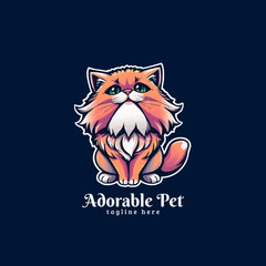 Persian cat vector logo. pet logo. Mascot logo