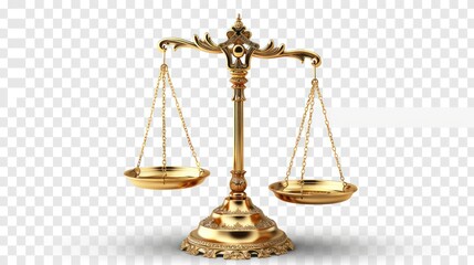 golden ornate scales of justice on transparency background PNG