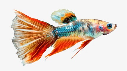 Fototapeta premium Guppies side view full body isolate on transparency background PNG