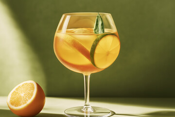 Retro-Futuristic Limoncello Cocktail in Early 90s Advertisement Style