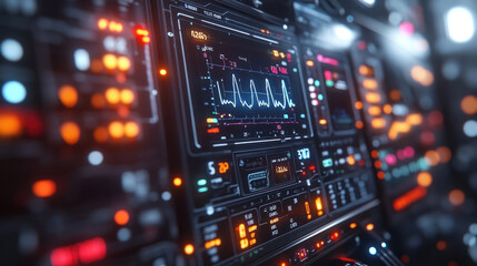 Obraz premium A close-up of a state-of-the-art medical monitor displaying vital signs, symbolizing advanced patient care through modern technology.