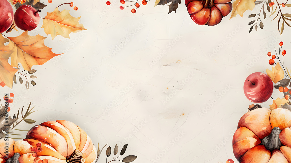 Poster Thanksgiving Frame white Background watercolor