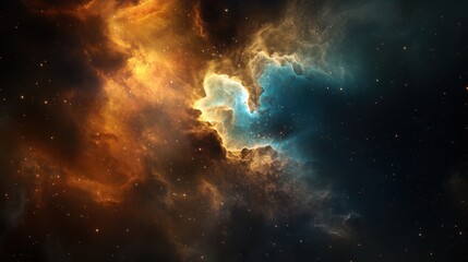 Fototapeta premium Stunning Cosmic Nebula with Vibrant Colors and Stars in Deep Space - Captivating Astronomy and Outer Space Image