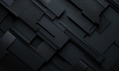 Abstract geometric black background with diagonal stripes, shapes. Futuristic technology style. Minimal design. 3d effect.