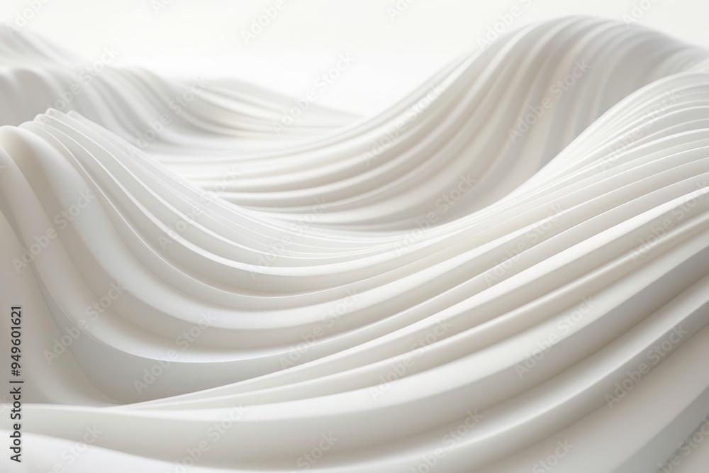 Poster detailed view of white surface with smooth, undulating lines creating a sense of movement and depth,