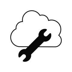 wrench glyph icon with white background vector stock illustration