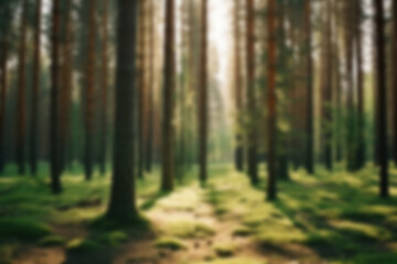Obraz premium Forest landscape sunlight outdoors , blurry background image