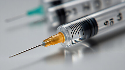 A detailed close-up of a traditional syringe, emphasizing the precision and care involved in administering injections.