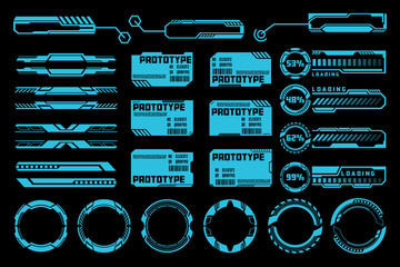 Futuristic Tech Interface and HUD Elements with Prototype Labels © OzanID