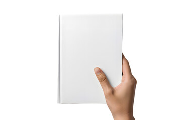 Top view Hand Holding Hardcover Book Mockup  isolated on transparent background