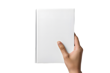 Top view Hand Holding Hardcover Book Mockup  isolated on transparent background