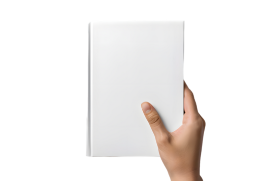 Top view Hand Holding Hardcover Book Mockup  isolated on transparent background - Powered by Adobe