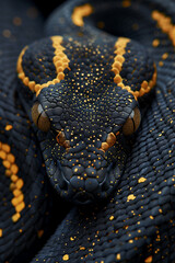 Close-up of Black and Gold Python with Intricate Scales