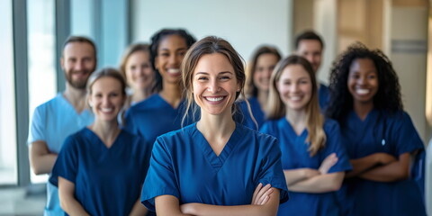 a group of doctors and medical staff as a group of healthcare workers standing.