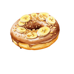 Banana Nut Donut Clipart Illustration
