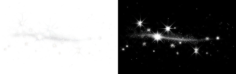 Obraz premium PNG Sparkling stars on black background