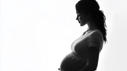 Fototapeta premium Silhouette of pregnant woman on white background
