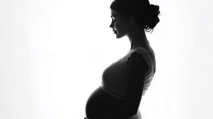 Fototapeta premium Silhouette of pregnant woman on white background