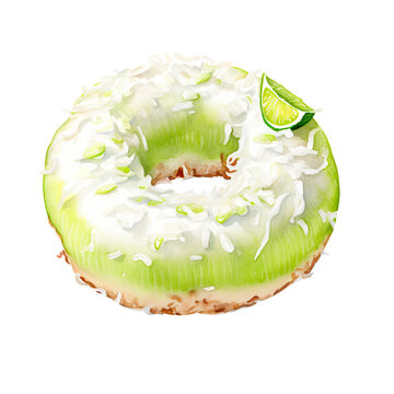 recommend clip art: Coconut Lime Donut Clipart Illustration