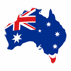 Map of Australia in Australian flag colors