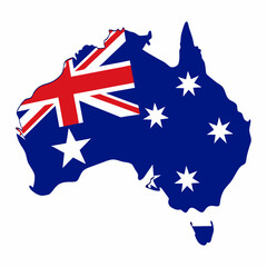 Map of Australia in Australian flag colors
