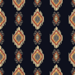 Seamless Ikat ethnic pattern. Abstract textured background