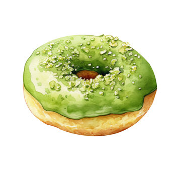 recommend clip art: Matcha Green Tea Donut Clipart Illustration