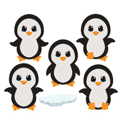 Obraz premium Cute Christmas penguin vector cartoon illustration