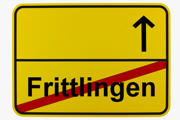 Obraz premium Illustration eines Ortsausgangsschildes von Frittlingen in Baden-Württemberg
