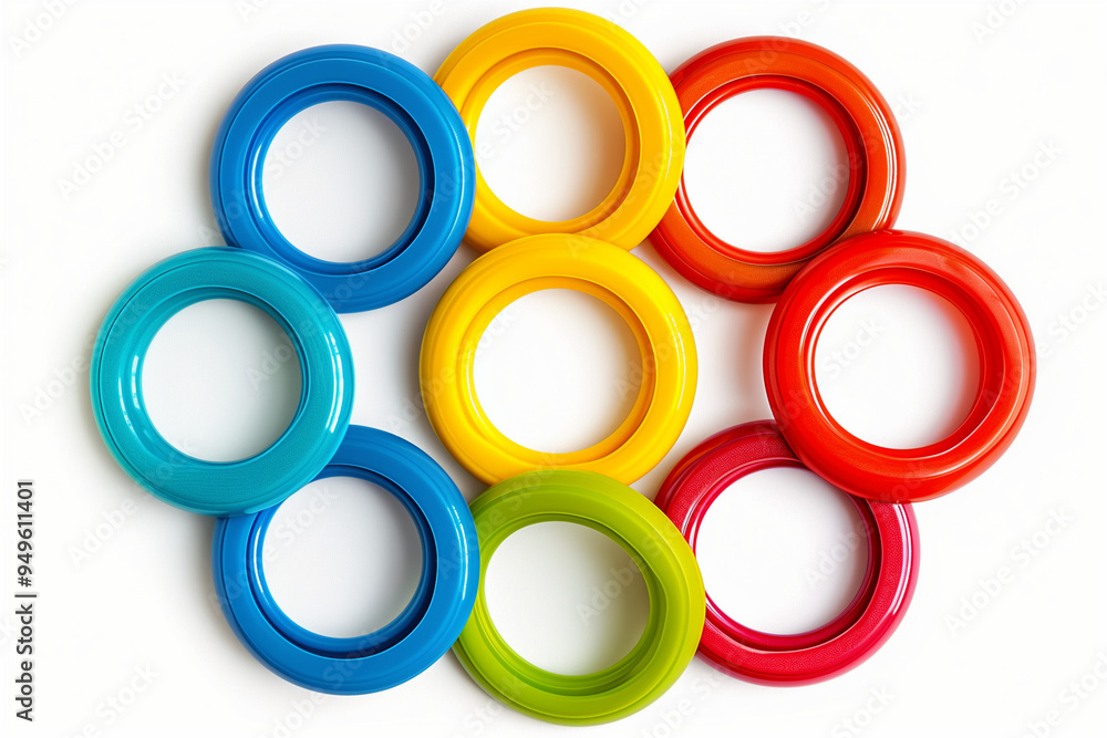 Poster multi colored rings or circles isolated on white background. abstract pattern concept.