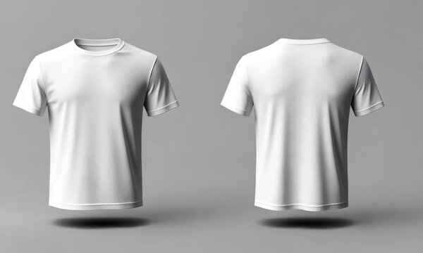 The showcases a plain white t shirt from the front and back