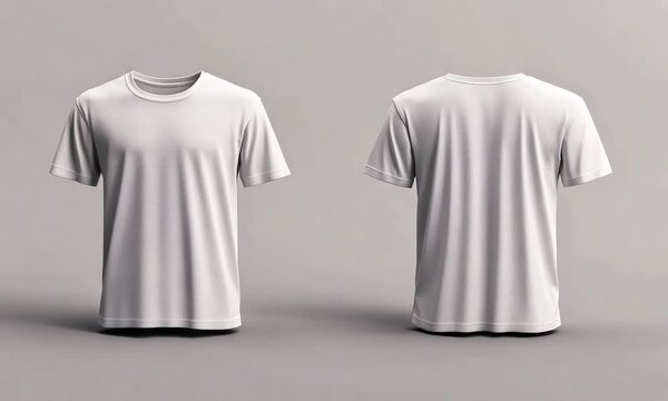 The showcases a plain white t shirt from the front and back