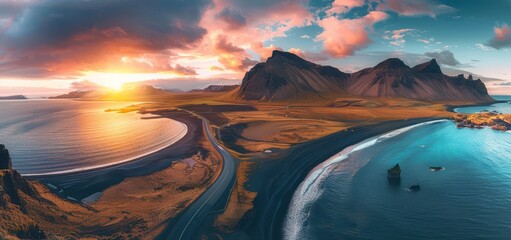 Icelandic Sunset: Golden Hour Over Dramatic Coastline
