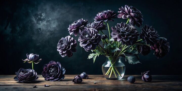 melancholy black flowers still life elegy