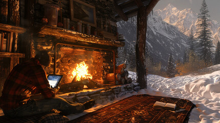 Digital Nomad Retreat: Cozy Mountain Cabin Workstation