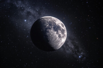 Obraz premium New Moon Highlights the Galaxy's Arm in the Night Sky