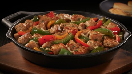 Fototapeta premium Grilled Chicken with Bell Peppers - Delicious and Easy Recipe