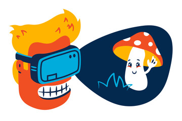 Man wearing virtual reality glasses