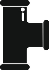 Simple vector icon of a plumbing part, a tee pipe connector with three openings, isolated over white