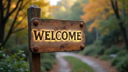 Attraction background with welcome sign