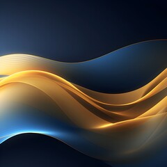 Fototapeta premium Mesmerizing Glowing Gradient Waves in Navy and Gold Abstract Mesh Art Design