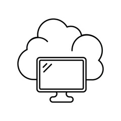 monitor line icon with white background vector stock illustration