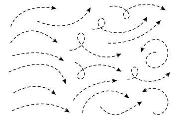 Curved dotted arrow. Zigzag arrow stripes design with dotted lines.
