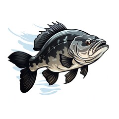 Fototapeta premium Minimalistic Stick Drawing of Crappie Fish in Line Art Style