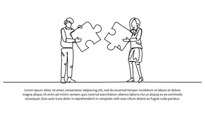 Continuous one line design of cooperation. Minimalist style vector illustration on white background.