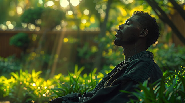 Serenity in Motion: Martial Artist Mastering Breathwork