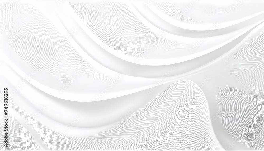 Poster curtain white wave soft shadow and blurred. fabric shapes and curved designs. abstract background on