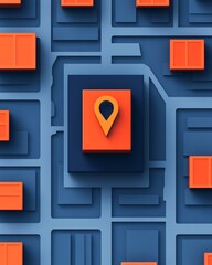 Abstract city map with a pin location marker.