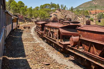 Train route at Rio Tinto open cast mine. Andalusia, Spain
